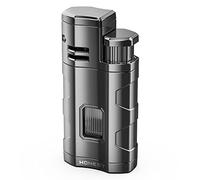 JOPOO Triple Jet Flame Adjustable Lighter Windproof Gas Butane Refillable Turbo Torch Lighter with Punch (Sold Without Gas)