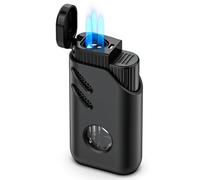 JOPOO Triple Jet Flame Lighter Windproof Butane Gas Refillable Adjustable Turbo Torch Lighter (Sold Without Gas)