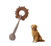 JOPOY Dog Rope Toy for Medium and Small Dogs Interactive Puppy Toys Tug of War Rope Tether Tug Outdoor Dog Toy 1 Knot Puppy Teething Chew Cotton with PVC Doughnut (Coffe)
