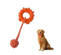 JOPOY Dog Rope Toy for Medium and Small Dogs Interactive Puppy Toys Tug of War Rope Tether Tug Outdoor Dog Toy 1 Knot Puppy Teething Chew Cotton with PVC Doughnut (Orange)
