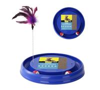 JOPOY Interactive Cat Scratcher with 2 Self-Rotating Balls and 1 Kitten Interactive Toy,Durable Scratch Pad for Indoor Play,Eco-Friendly Grey Sisal,2-in-1 Cat Toy (Blue)