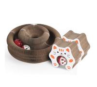 JOPOY Magic Organ Cat Scratcher Board Cat Ball Adventure The Ultimate Interactive Mental Physical Exercise for Indoor Cats Toy (White and Orange, 2PCS)