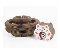 JOPOY Magic Organ Cat Scratcher Board Cat Ball Adventure The Ultimate Interactive Mental Physical Exercise for Indoor Cats Toy (White and Orange, 1PCS)