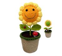 JOPOYOCO Crochet Flowers,1 Pcs Knitted Artificial Wool Red Rose Sunflower for Wedding Bouquet Anniversary Birthday Christmas Day Valentine's Day (Yellow)