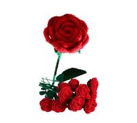 JOPOYOCO Crochet Flowers, Crochet Flowers, 1 Piece Knitted Artificial Wool Red Rose for Mother's Day Girls Gift Wedding Bouquet Anniversary Valentine's Day Women Day