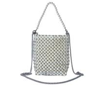 JOPOYOCO Pearl Bag for Women, Beaded Shoulder Bag, Pearl Clutch Purse Pearl Tote for Wedding Evening Parties Prom (White)