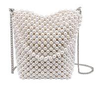 JOPOYOCO Wedding Party Purse - Pearl Beaded Clutch Handbag for Women and Girls - Cross Body Wedding Evening Bridal Bag