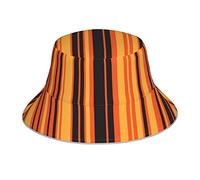Joppuer Reversible Bucket Hat, Colorful Orange Pinstripe Bucket Hat with Reflective Strip, Sun Hats500