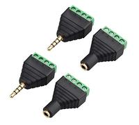 Jopto 2 Set 3.5mm 4 Pole Balun Converter Plug Connector Adapter - Audio Video AV PC Male to 4-Pin Screw Solderless Terminal Female for Stereo Sound Headphone Headset Microphone Earphone CCTV