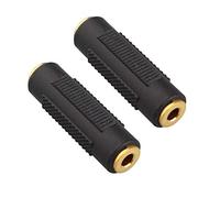 Jopto 2PCS 3.5mm Stereo Jack to 3.5mm Audio Female/Female Gold Plated Connector Coupler Gender Changer 3.5mm Straight Adapter Black for Extension of the Connection of 3.5mm Connector Audio Cable