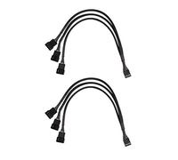 Jopto 2PCS 4 Pin PWM Y Splitter Fan Adapter Cable 1 to 3 Ways Sleeved Braided Splitter Black Extension Cable 1 to 4Pin Computer PC 4 Pin Fan Extension Cable 1 to 3 Converter for 3 Fans