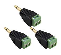 Jopto 3PCS 3.5mm TS Mono Male to 2 Pin Screw Terminal Female AUX Headphone Balum Solderless Converter Professional Gold Plated Copper Adapter Green Terminal 3.5mm Small Two-Pin Plug