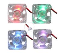 Jopto 4PCS 3D Printer Blower Fan 3010 DC Brushless 12V 30x30x10mm Mini Color RGB LED Light Hydraulic Bearing Fan With 2 Pin Terminal for 3D Printer Extruder Makerbot MK7 MK8 With 28cm 11.02inch Cable