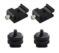 Jopto 4PCS Flash Hot Shoe Mount Adapter Accessories Camera Cold Shoe Mount Flash Shoe Mount Hot Shoe Adapter to 1/4-20 Tripod Screw Adapter 2 piece and Tripod Screw 2 piece for DSLR Camera Rig