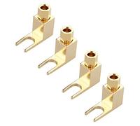 Jopto 4PCS Hi-end Banana to Spade Adapter Audio Speaker Cable Connector Corrosion-Resistant Right Angle Speaker Cable Spade Banana to Spade Adapter Plug Socket Conversion Gold Plated Copper Connector