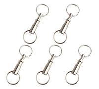Jopto 5PCS Dual Quick Release Keyrings Double Split Rings Belt Bulk Hardware Pull Apart Detachable Silver Key Ring Nickel Plated Coupling Snap Key Chain Lock Holder Key Ring Accessory