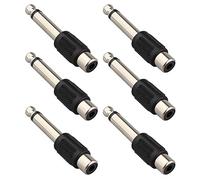 Jopto 6PCS 6.35mm (1/4 inch) Mono Plug Male to RCA Female Audio Adapter Plated F/M High Performance 6.35mm Mono Jack Plug to RCA Phono Socket Converter AV Female Plug RCA Connector Black