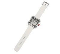 Jopwkuin 30m Water Resistant Silicone Strap Mechanical Watch Fashion Automatic Watch for Men 44mm (Silver White)