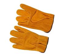 Jopwkuin Heat Resistant Gloves, Fire Prevention Cowhide Work Gloves, 1 Pair, Yellow, High and Low Temperature Resistant, Good Protection for Processing