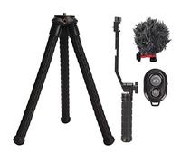 Jopwkuin Mini Flexible Tripod Stand Portable Adjustable Tripod for Smartphone and Camera 180 Degree Rotation Compact Design (with Microphone)