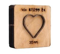 Jopwkuin Premium Heart Shape Leather Cutting Die 35x35mm for Wallets Belts Rubber Clay, Durable Mold with Birch Wood Base, 1PC Leather Hole Punching Die for Crafters and Artists