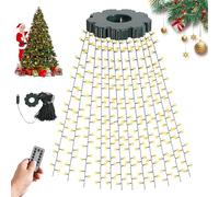 JOPWUE 1.5/3M Christmas Tree Lights,200 LEDs,8 Lighting Modes&Timer,4 Brightness Levels,Waterproof Indoor Outdoor Twinkle Lights for Garden Xmas Decorations (1.5M)