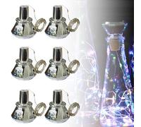 JOPWUE 6PCS Solar Wine Bottle Lights,Diamond Bottle Lamp,IP65 Waterproof Solar Lights with 2M 20 Led,Decorative Lamp for Parties Festival (Type A)