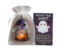 JOPWUE Ghost Pocket Hug, Ghost Pocket Card, Halloween Inspirational Gift with Comforting Card, Cute Mini Charm for Emotional Support, Thinking of you Gift for Friends (Pumpkin)
