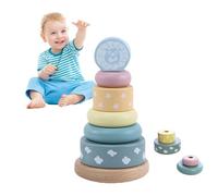 JOPWUE Personalized Baby Stacking Tower,Wooden Montessori Educational Toy with Name & Birth Engraving, Children's educational games, suprise Gift for Birthdays, Christenings, and Nursery Decor