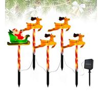 JOPWUE Solar Christmas Tree Lights Outdoor,5 Pack LED Outdoor Ground Inserted Santa Claus Sled Lights,8 Modes Waterproof Solar Light,Garden Decoration for Christmas Patio Pathway (A)