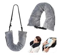 JOPWUE Stuffable Travel Neck Pillow，Soft Plush Neck Pillows With Adjustable Straps，Soft U-Shaped Travel Pillow With Carry Bag，Travels Essentials For Going Out By Car，Plane，Camping Car Sleeping (grey)