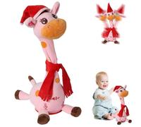 JOPWUE Volume Control Singing Dancing Giraffe Toy,Talking Recording Giraffe Toys,Light Baby Plush Doll Repeat What You Say Baby Encourage Speech Toy,Birthday Gifts for Kids 1 2 3 Year Old (Pink-Xmas)