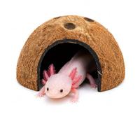 JOR Axolotl Cave, Coconut Shell Hideout and Resting Tunnel, Shelter for Pleco, Crabs, Fish, Turtles, Geckos, Tank Décor, 5” x 3”, 1 Pc Per Pack