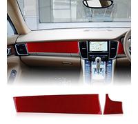 JORAsa for Porsche Panamera 2010-2016,Real Carbon Fiber Accessory Self-adhesive Car Central Control Dashboard Co-pilot Cover Sticker Auto Parts Decoration Interior Trim Gift (Red)
