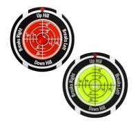 JORcadis 2 Pcs High-Precision Golf Ball Markers for Putting Green, 39mm Diameter, 5mm Thickness, Red and Green Golf Markers with Reading Aid, Golf Ball Markers