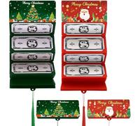 JORcadis 4 Christmas Money Wallets and Envelopes, Christmas Money Gift Wallet, Festive Cash Gift Holders for Holiday Presents, Set of 4 Red and Green Christma Money Envelopes