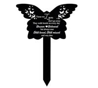 JORcadis Grave Ornaments, Black Butterfly Shaped Memorial Plaques,Commemoratory Sign Garden Remembrance Decoration Those We Love Do Not Go Away(20.5cm *14.5cm)