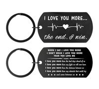 JORcadis I Love You More The End I Win Keychain, Dual-Sided Engraved Stainless Steel Gift for Him or Her, Romantic Anniversary Keepsake with Black Finish, The Anniversary