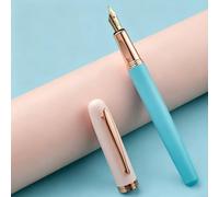 JORCEDI 1 Pc Macaron Blue Shell Metal Fountain Pen Includes 18 Ink Cartridges Set, Supports Two Ink Replacement Methods, Smooth Writing, Durable Material For Office Business School