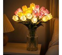JORCEDI 10/15 PCS Radiant Romantic Tulip Light, LED Fake Tulips Real Touch Artificial Flowers, Never-Fade Artificial Tulips,Flower Table Lamp,for Bedroom Wedding Decor & Gift (10pcs)
