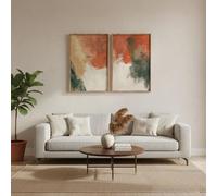 JORCEDI 2-piece Poster Set,Orange, Green and Beige Abstract Canvas Print Posters, Posters in A Modern Minimalist Style, for The Living Room, Bedroom and Home Décor, Unframed (50x70cm)