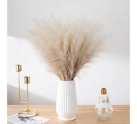 JORCEDI 20 PCS Pampas Grass Artificial,Pampas Grass Artificial Fluffy,Bohemian Decor, Fake Grass for Home, Wedding,Table Vase Arrangements,Living Room, Bedroom Aesthetic (Light yellow)