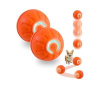 JORCEDI 2026 Dog Toy Ball - Automatic Moving Dog Toy, Rechargeable USB Interactive Pet Toy with LED Flash Light, High Bounce Indoor Outdoor (Orange,2pcs)