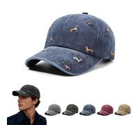 JORCEDI 2026 New Retro Washed Cotton Dachshund Cap, Embroidered Dachshund Dog Dad Hat, Adjustable Casual Cap for Dog Lover (Blue)