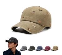 JORCEDI 2026 New Retro Washed Cotton Dachshund Cap, Embroidered Dachshund Dog Dad Hat, Adjustable Casual Cap for Dog Lover (Khaki)