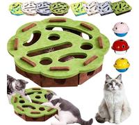 JORCEDI 2026 New Scratch Puzzle Enrichment Box, Cat Nail File Enrichment Box, Featuring 3 Bell Balls, Interactive Cat Puzzle Toy, A Stress-Free Alternative to Clippers and Grinders (Green floral)
