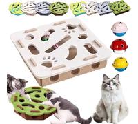 JORCEDI 2026 New Scratch Puzzle Enrichment Box, Cat Nail File Enrichment Box, Featuring 3 Bell Balls, Interactive Cat Puzzle Toy, A Stress-Free Alternative to Clippers and Grinders (Beige square)