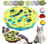 JORCEDI 2026 New Scratch Puzzle Enrichment Box, Cat Nail File Enrichment Box, Featuring 3 Bell Balls, Interactive Cat Puzzle Toy, A Stress-Free Alternative to Clippers and Grinders (Teal floral)