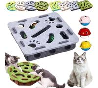 JORCEDI 2026 New Scratch Puzzle Enrichment Box, Cat Nail File Enrichment Box, Featuring 3 Bell Balls, Interactive Cat Puzzle Toy, A Stress-Free Alternative to Clippers and Grinders (Grey square)