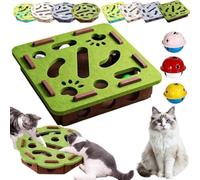 JORCEDI 2026 New Scratch Puzzle Enrichment Box, Cat Nail File Enrichment Box, Featuring 3 Bell Balls, Interactive Cat Puzzle Toy, A Stress-Free Alternative to Clippers and Grinders (Green square)